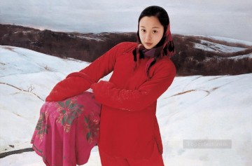 中国 Painting - 雪 WYD 中国の女の子